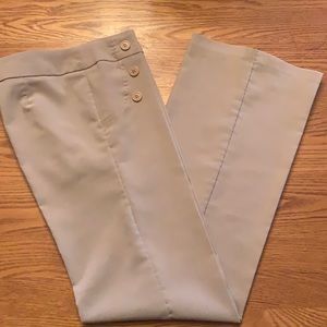 Pants beige 3 button accent each side flare Sz 6